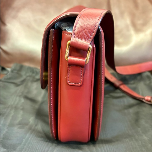 Celine triomphe classique box Medium Calfskin Dark red Wine red canvas handbag - Picture 5 of 16